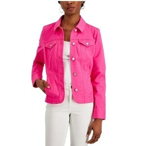 Denim & Co. Pink Denim Jacket | Women’s Size Small | Lightweight Casual Layer